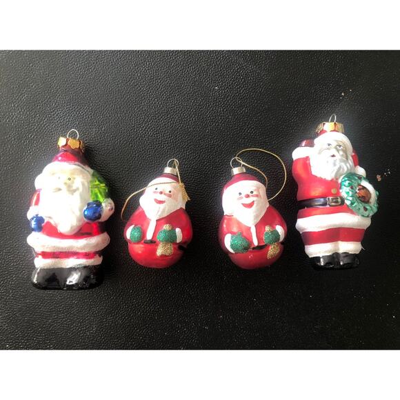 Vintage Eclectic CHRISTMAS BLOWN GLASS SANTA Lot Of 4 - Picture 1 of 10